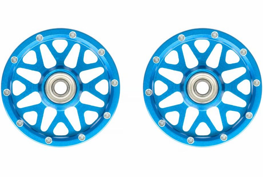みんでぶ　Yスポーク CNC加工 オールアルミベアリングローラー (19mm) ブルー