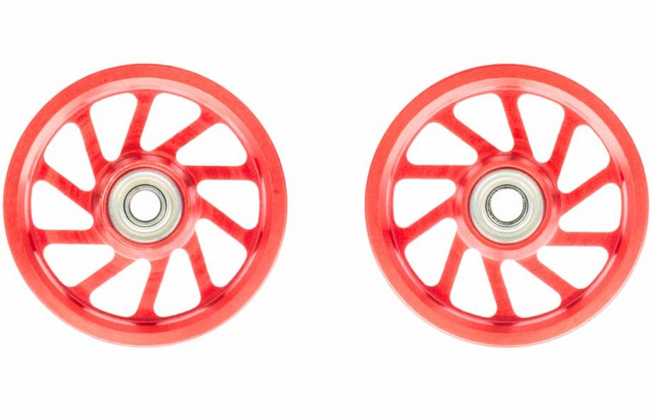 みんでぶ　スパイラル CNC加工 オールアルミベアリングローラー (19mm) レッド